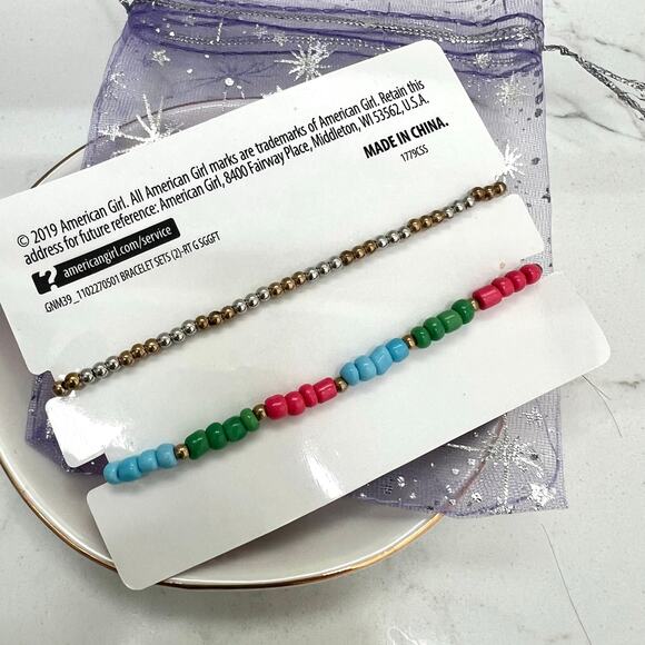 American Girl Best Friend Bracelet Set – 2pc Colorful Stretch Bracelets (NEW) - Picture 3 of 4